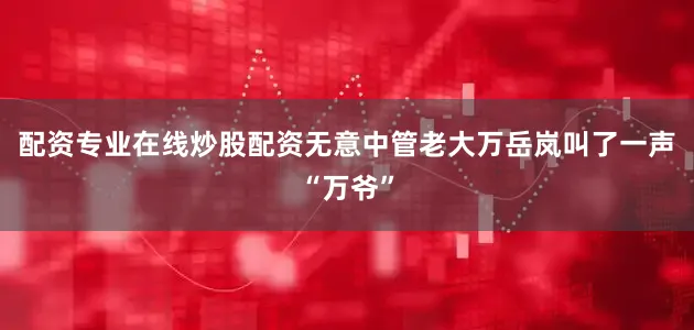 配资专业在线炒股配资无意中管老大万岳岚叫了一声“万爷”